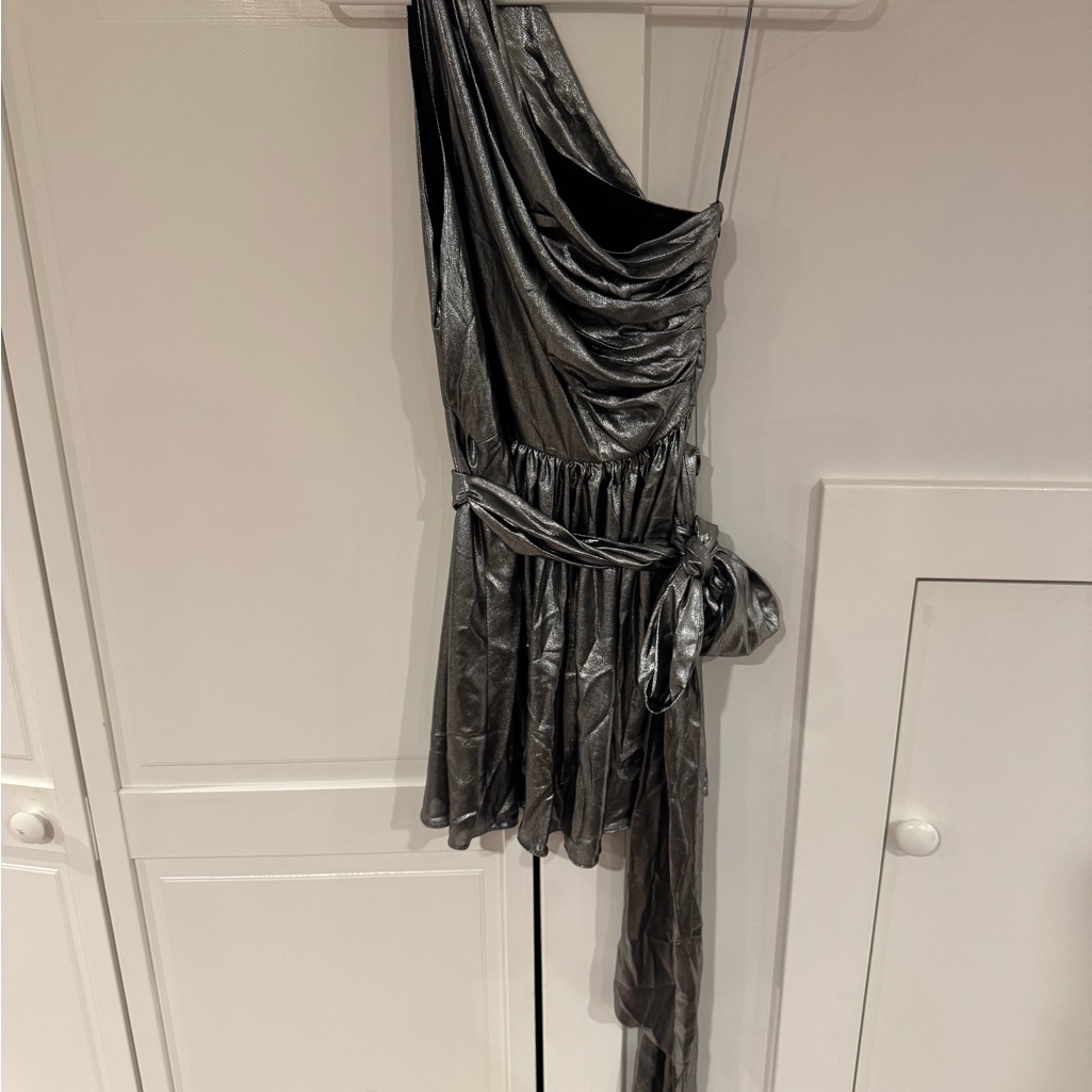 Nwt Zara/Into The Night Metallic One-Shoulder Mini Dress - Size M